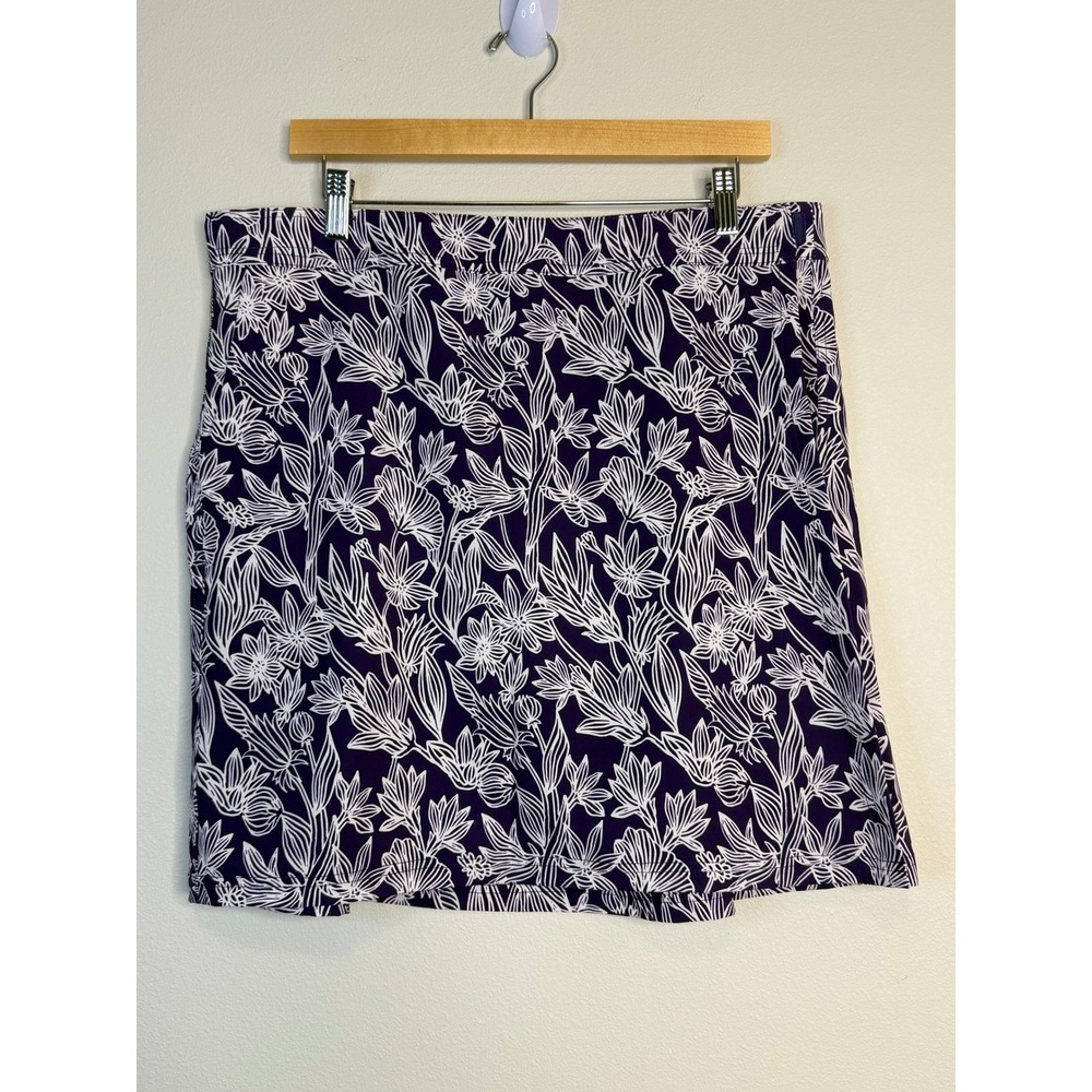 RipSkirt Hawaii Purple White Floral Wrap Athletic Skirt Large Quick Dry Pocket